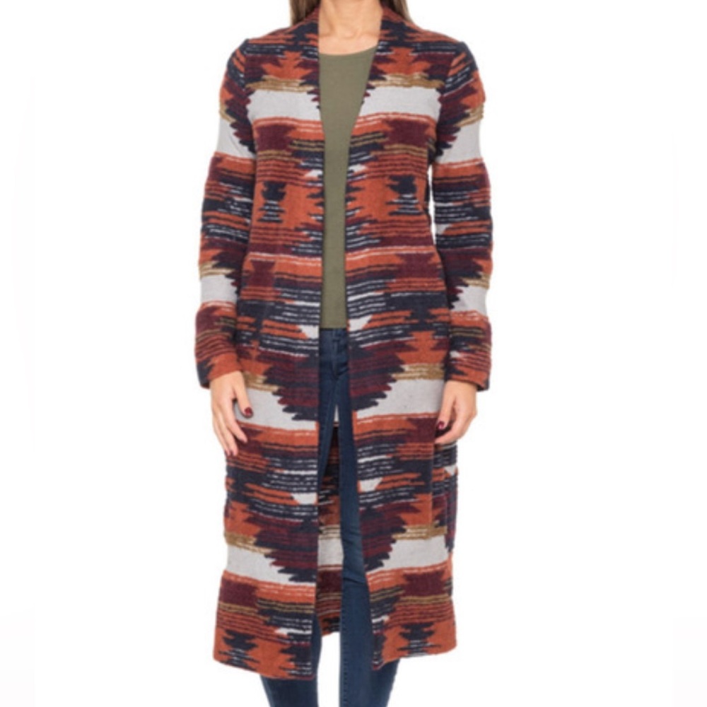 Lucky Brand | Aztec Printed Open Front Duster Cardigan